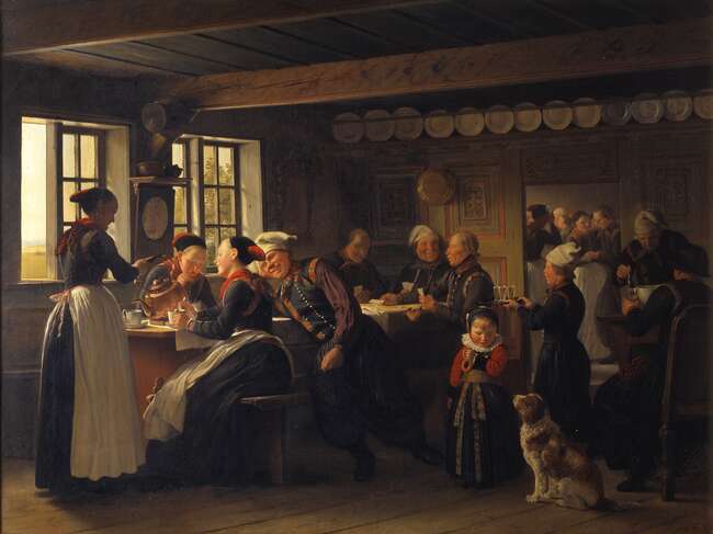 Episode af et gilde på Amager. Julius Exner, 1854. Statens Museum for Kunst